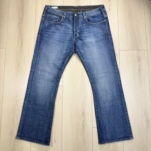 Buffalo David Bitton King Men's Jeans 40x32 Blue Straight Leg Button Fly Stretch